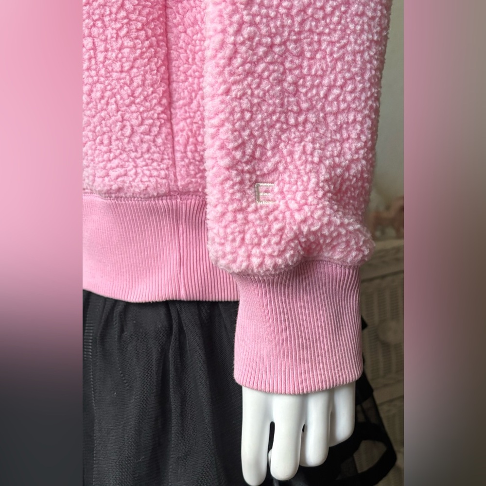 Everlane Renew Fleece Pullover Crewneck Long Sleeve Ribbed Cuffs in Pink Size XL - Picture 7 of 11